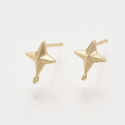 Brass Stud Earring Findings X-KK-T048-015G-NF-1