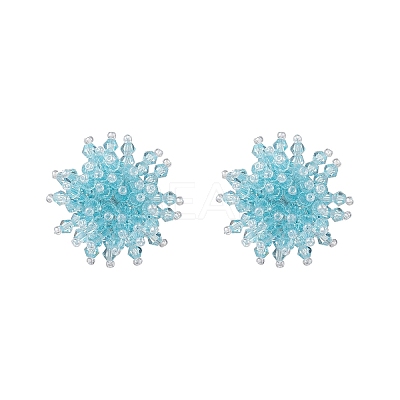 Flower Handmade Glass Seed Beads Stud Earrings EJEW-MZ00680-01-1