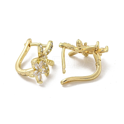 Brass Micro Pave Cubic Zirconia Hoop Earring EJEW-C088-08G-1