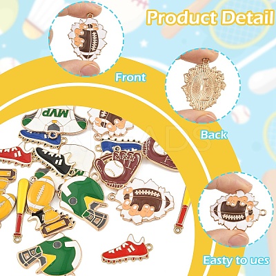 18Pcs 8 Styles Alloy Enamel Pendants ENAM-FS0004-18-1