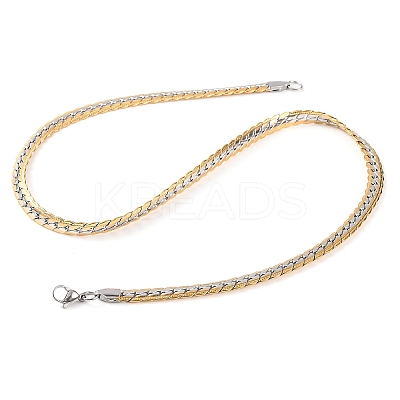 304 Stainless Steel Twist Chain Necklaces for Women NJEW-G140-08A-GP-1