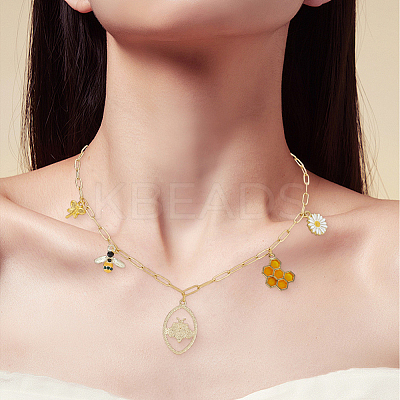 6Pcs 2 Colors 304 Stainless Steel Paperclip Chain Necklaces NJEW-SC0001-58A-1