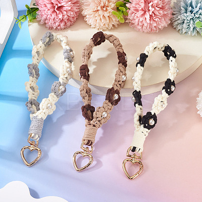 3Pcs Cotton Braided Flower Pendant Decorations AJEW-TA0002-72A-1