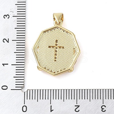 Brass Micro Pave Clear Cubic Zirconia Pendants KK-Q813-16F-G-1
