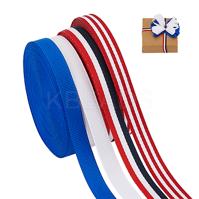 4 Styles Polyester Grosgrain Ribbon & Striped Ribbon OCOR-PH0004-64-1