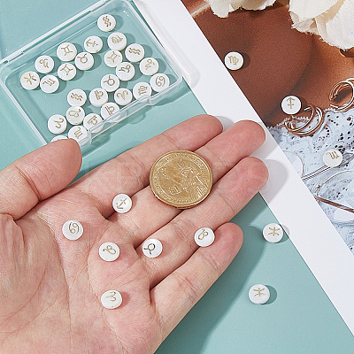 36Pcs 12 Styles Natural White Shell Beads SHEL-FH0001-27-1