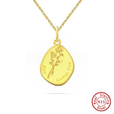 Birth Flower Style 925 Sterling Silver Pendant Necklaces STER-M116-05B-G-1