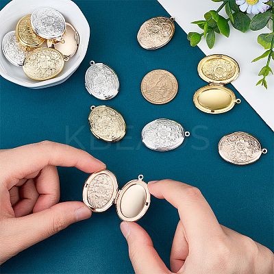 12Pcs 3 Colors Brass Locket Pendants FIND-PH0010-32-1