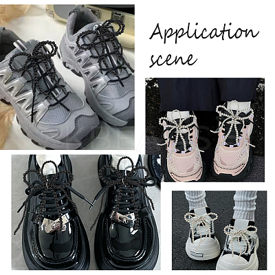 4Pcs Bowknot ABS Plastic Pearl Beads Shoes Charms PALLOY-HY00043-1