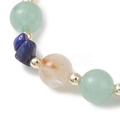 Natural Citrine & Green Aventurine & Lapis Lazuli Beads Stretch Bracelets for Women BJEW-JB13183-1