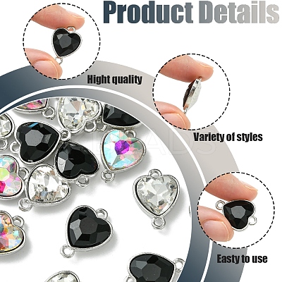 18Pcs 3 Colors Alloy Glass Links/Connectors GLAA-FS0001-95-1