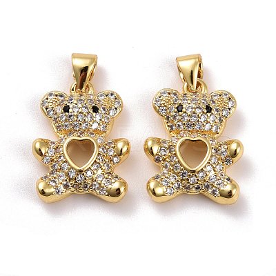 Brass Micro Pave Cubic Zirconia Pendants KK-K258-40G-RS-1