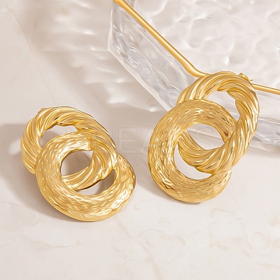 304 Stainless Steel Textured Oval Stud Earrings EJEW-C149-02G-1