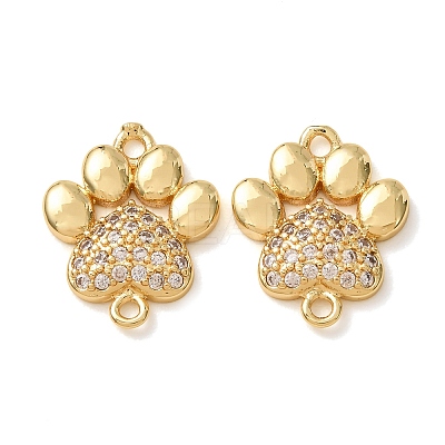 Brass Micro Pave Clear Cubic Zirconia Paw Print Links Connector Charms CU-CBA2907-09G-1