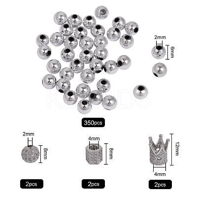 6Pcs 3 Styles Brass Micro Pave Cubic Zirconia Beads ZIRC-SZ0001-17-1