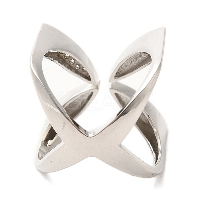 Brass Micro Pave Cubic Zirconia Open Cuff Rings RJEW-P098-21P-1