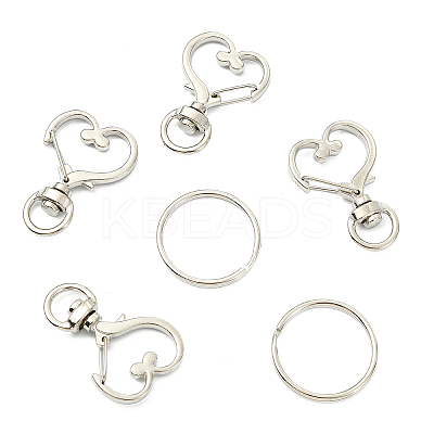 10Pcs Heart Shape Zinc Alloy Swivel Lobster Clasps IFIN-YW0003-88P-1