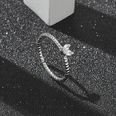 Heart Clear Cubic Zirconia Cuff Rings RJEW-G337-14G-1