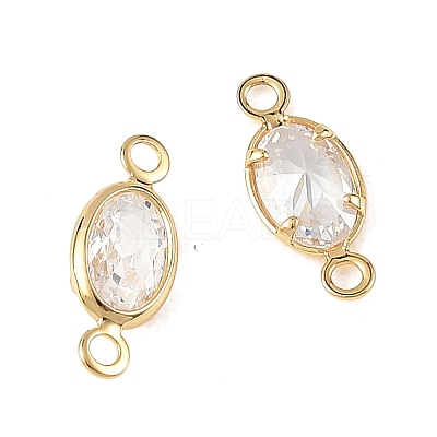 SHEGRACE Brass Pave Cubic Zirconia Oval Connector Charms XGRQ2O560-439A-G-1