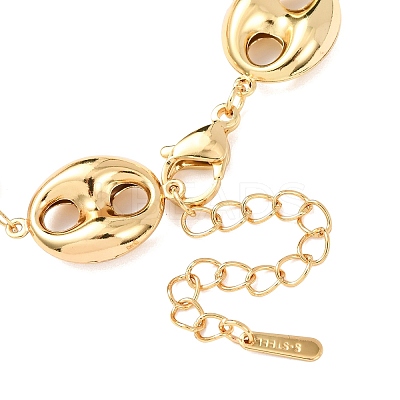 304 Stainless Steel Coffee Bean Link Chain Bracelets BJEW-D359-14B-G-1