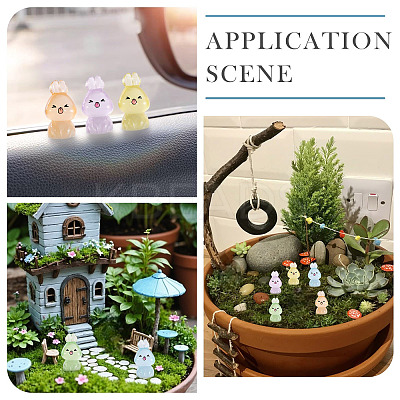 20Pcs 5 Colors Luminous Resin Rabbit Display Ornaments DJEW-TA0001-17-1