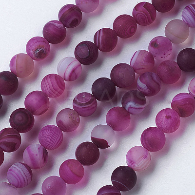 Natural Grade A Striped Agate/Banded Agate Beads Strands G-E478-01-6mm-1