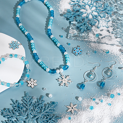 DIY Snowflake Alloy Dangle Earrings Making Kit DIY-PH0022-67-1