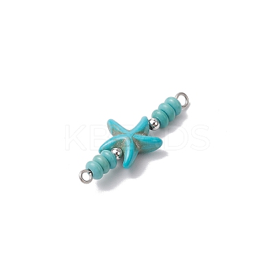 10Pcs 2 Colors Starfish & Rondelle Dyed Synthetic Turquoise Beaded Connector Charms PALLOY-JF03948-1