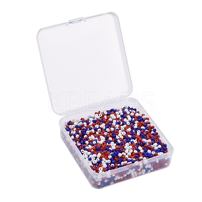 300G 6500pcs 3 Colors Independence Day Glass Seed Beads SEED-LS0001-01-1
