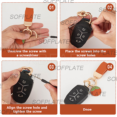 2Pcs Alloy PU Leather Pendant Keychain AJEW-SP0002-36-1