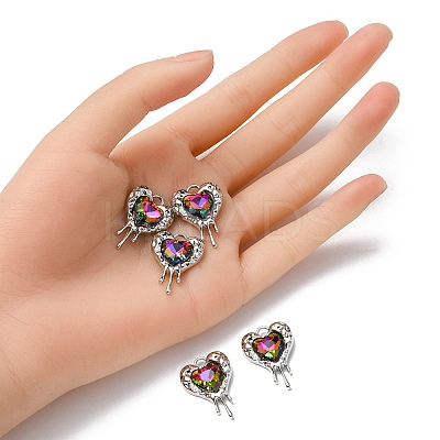 Rack Plating Alloy Glass Pendants FIND-YW0001-86B-1