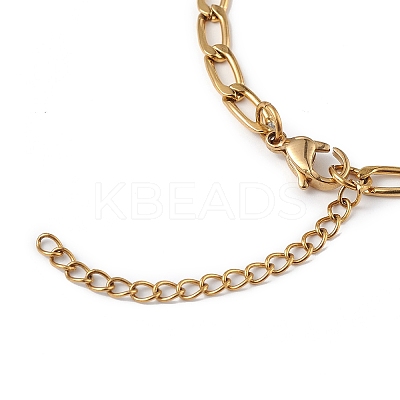 Ion Plating(IP) Enamel Starfish Charm Bracelet with Curb Chains BJEW-G669-26G-1