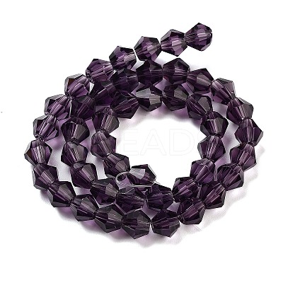 Purple Color Faceted Bicone Glass Beads Strands X-GLAA-S026-6mm-03-1