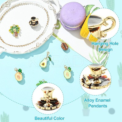 7Pcs 7 Styles Alloy Enamel Pendants ENAM-CJ0007-38-1