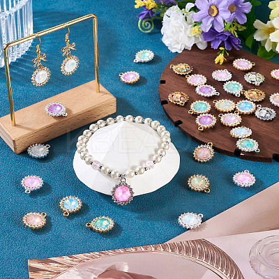 40Pcs 2 Colors UV Plating Alloy with Mixed Color Glass Rhinestone Pendants FIND-PJ0001-40-1