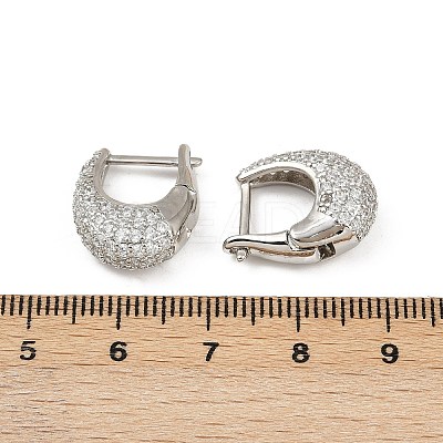 Oval Brass Micro Pave Clear Cubic Zirconia Hoop Earrings EJEW-S277-10P-A-1