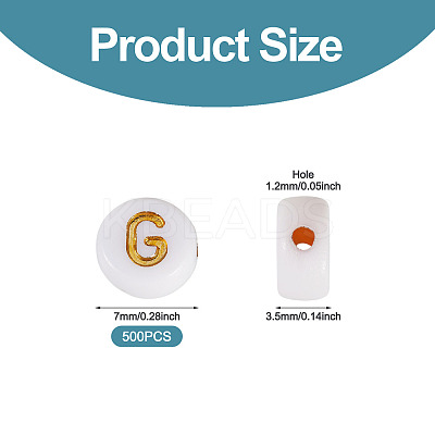 500Pcs Plating Acrylic Beads PACR-TADJ0001-01G-1