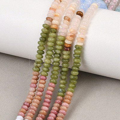 Opalite & Watermelon Stone Glass & Natural Chinese Southern Jade & Quartz Crystal & Rhodonite Beads Strands G-Z135-C01-2x4mm-1