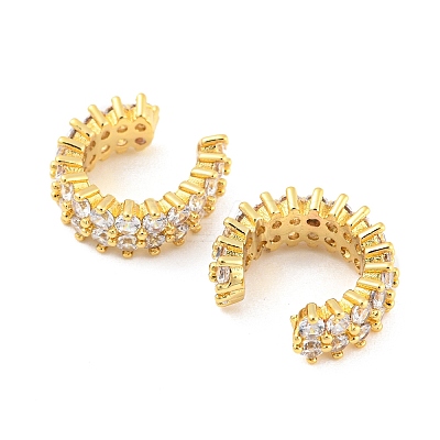 Rack Plating Brass Cubic Zirconia Cuff Earrings EJEW-K245-39G-1