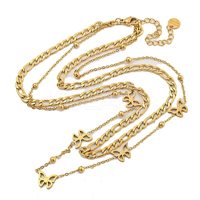 304 Stainless Steel Double Layer Necklaces NJEW-P311-01D-G-1