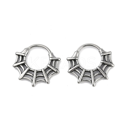 Spider Web 316 Surgical Stainless Steel Hoop Earrings EJEW-G416-40AS-1