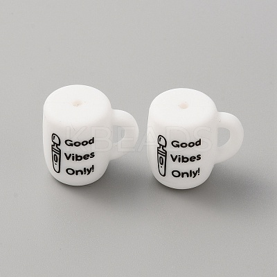 Cup with Word Ggood Vibes Only Silicone Beads LS-SIL-WH0006-18B-1