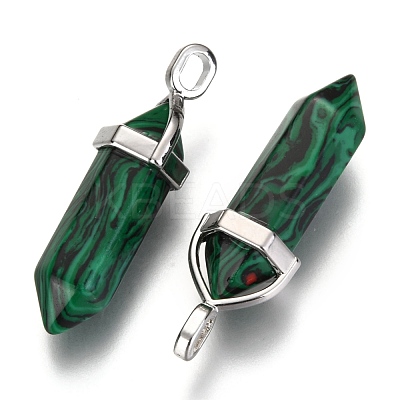 Dyed Synthetic Malachite Pointed Pendants G-F295-03D-1