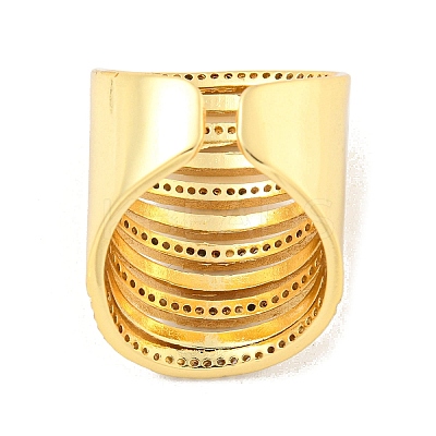 Brass Micro Pave Clear Cubic Zirconia Open Cuff Ring LS-RJEW-M173-07A-G-1