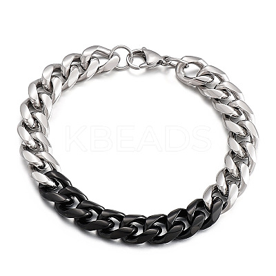 Two-tone 304 Stainless Steel Cuban Link Chain Bracelets for Men FS-WG114D5-05-1