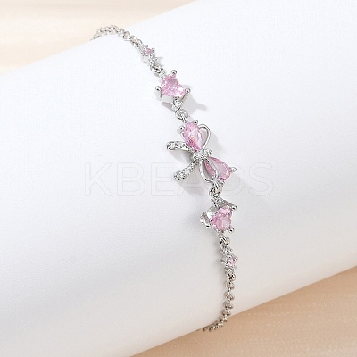 Brass Micro Pave Cubic Zirconia Link Bracelets BJEW-Z122-01P-1