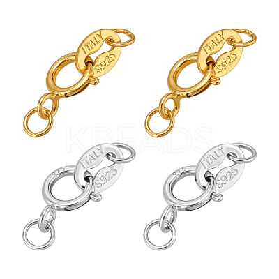 4Pcs 2 Colors 925 Sterling Silver Spring Ring Clasps STER-PH0003-71-1