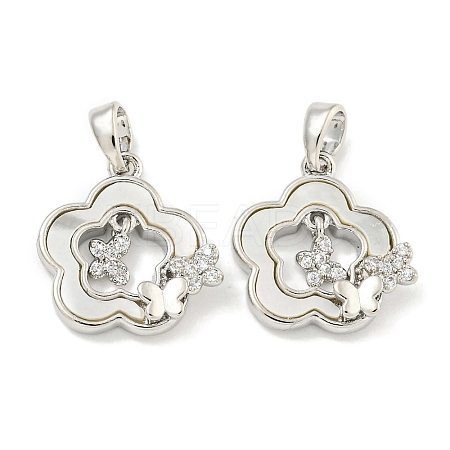 Brass with Clear Cubic Zirconia with Sea Shell Pendants KK-Q820-12P-1