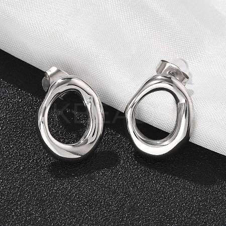 304 Stainless Steel Chunky Oval Studs Earrings for Women LS-EJEW-K306-28P-1
