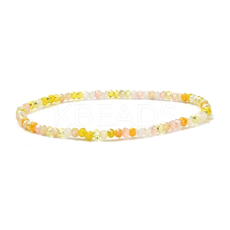 Faceted Round Glass Beads Stretch Bracelet for Teen Girl Women BJEW-JB07072-05-1